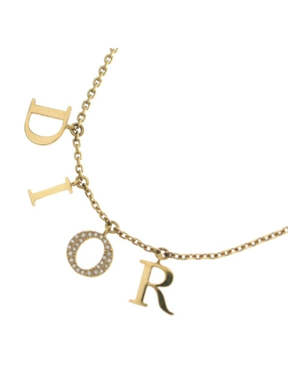 Dior Dio(r)evolution Logo Rhinestone Necklace Gold